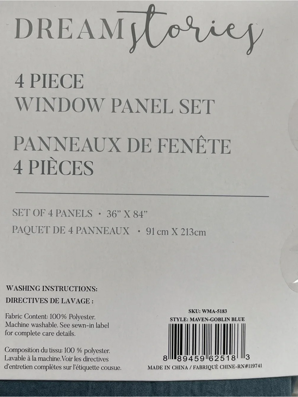 💕NWT Dream Stories Teal Blue 4-Piece Window Panel Set, Maven Goblin Blue